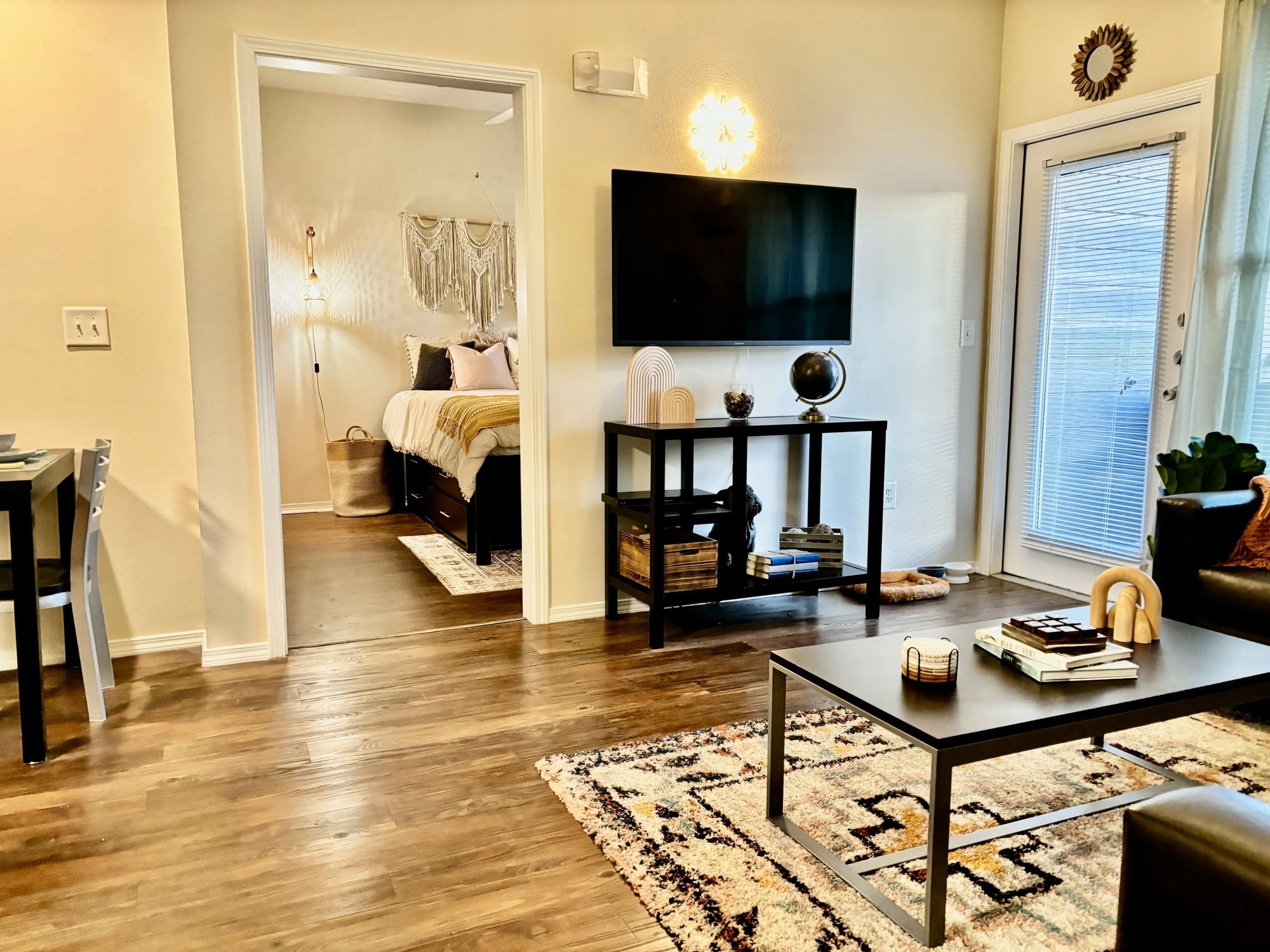 The Connection at Athens living room with new plank flooring after a partial renovation